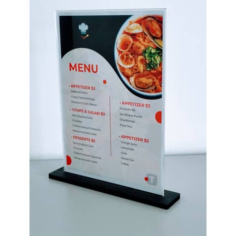 Porta avvisi bifacciale formato A4 con base in legno Tecnostyl verticale PB101/VLC
